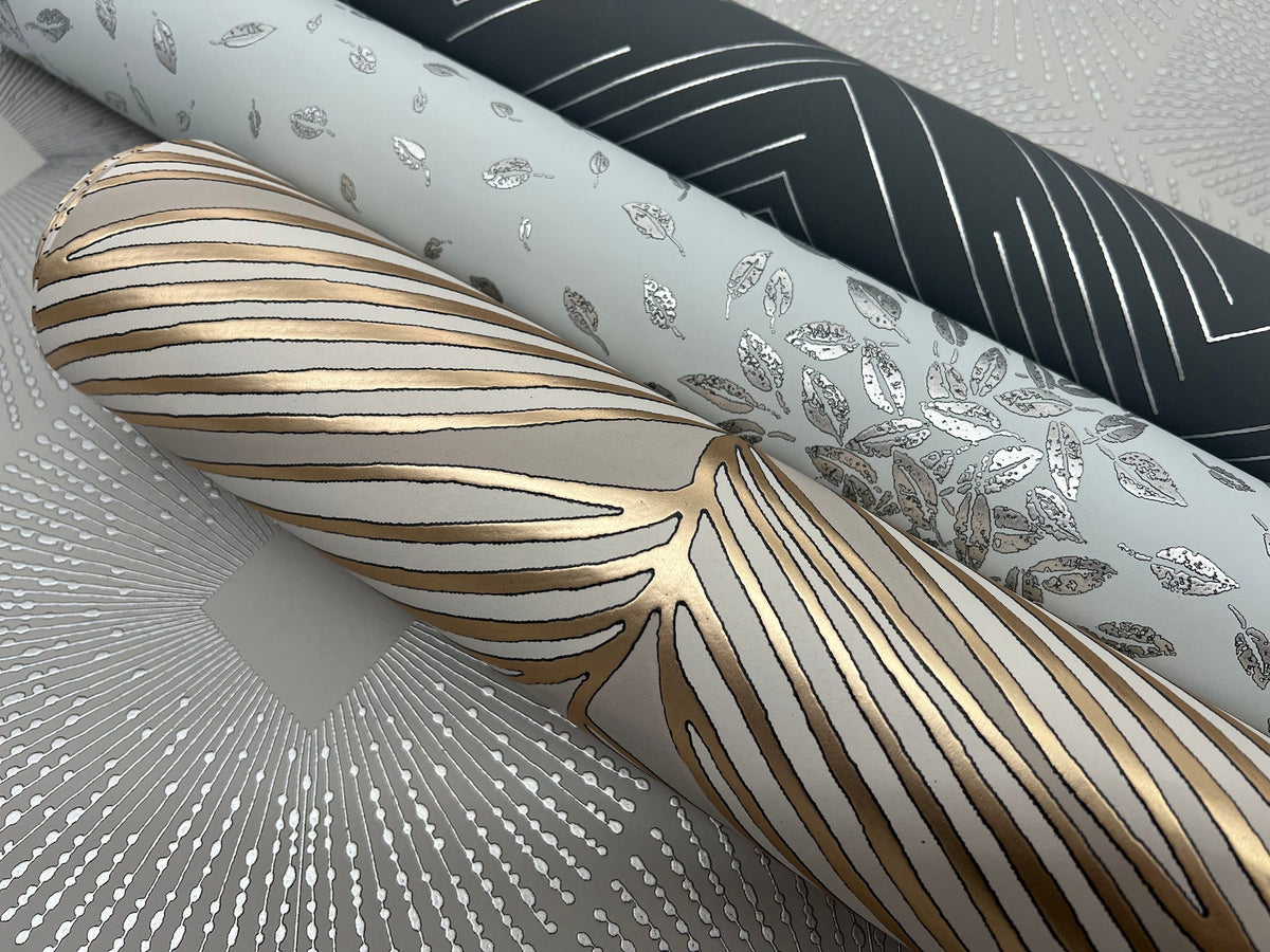 MD7132 Harlowe Light Grey & Silver Modern Metals Wallpaper by York Wallcoverings