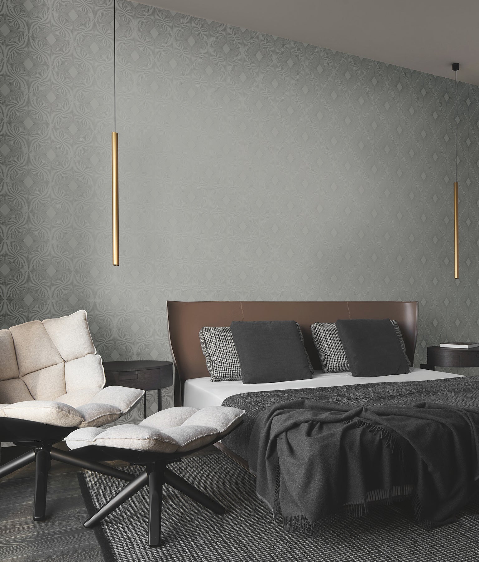 MD7132 Harlowe Light Grey & Silver Modern Metals Wallpaper by York Wallcoverings