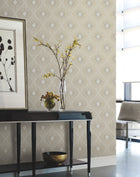 MD7133 Harlowe Warm Grey & Gold Modern Metals Wallpaper by York Wallcoverings