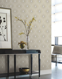 MD7133 Harlowe Warm Grey & Gold Modern Metals Wallpaper by York Wallcoverings
