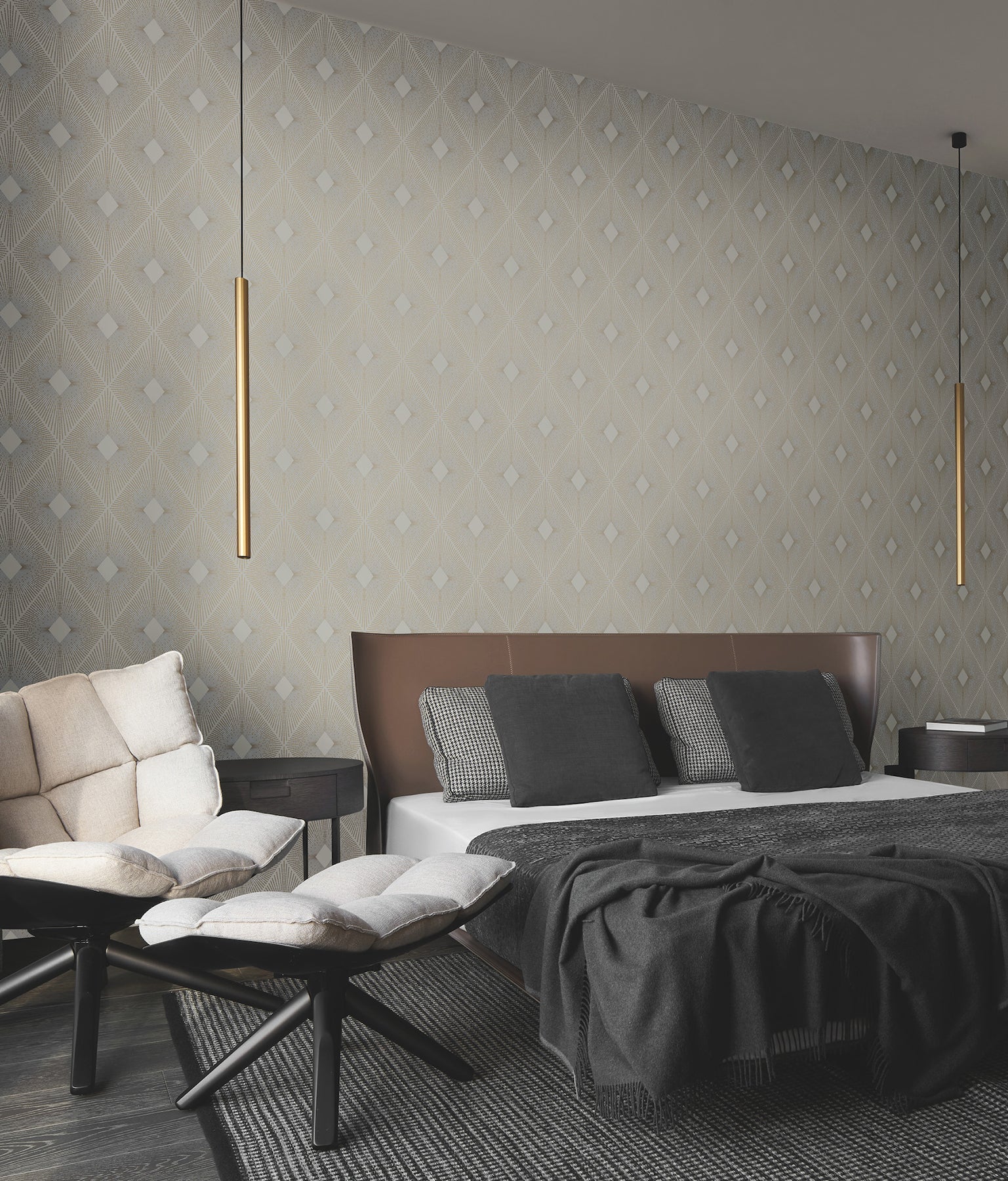 MD7133 Harlowe Warm Grey & Gold Modern Metals Wallpaper by York Wallcoverings