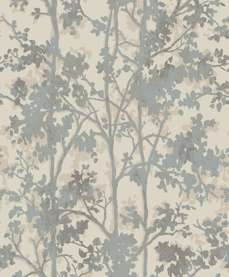 MD7141 Shimmering Foliage Cream & Silver Modern Metals Wallpaper by York Wallcoverings