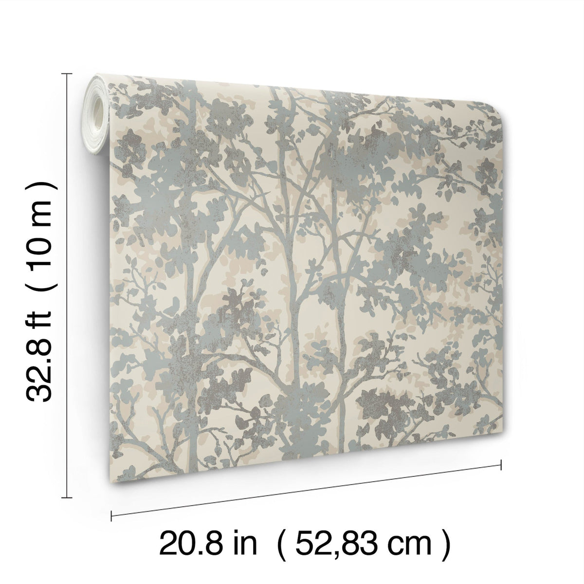 MD7141 Shimmering Foliage Cream & Silver Modern Metals Wallpaper by York Wallcoverings