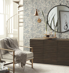 MD7141 Shimmering Foliage Cream & Silver Modern Metals Wallpaper by York Wallcoverings