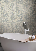 MD7141 Shimmering Foliage Cream & Silver Modern Metals Wallpaper by York Wallcoverings
