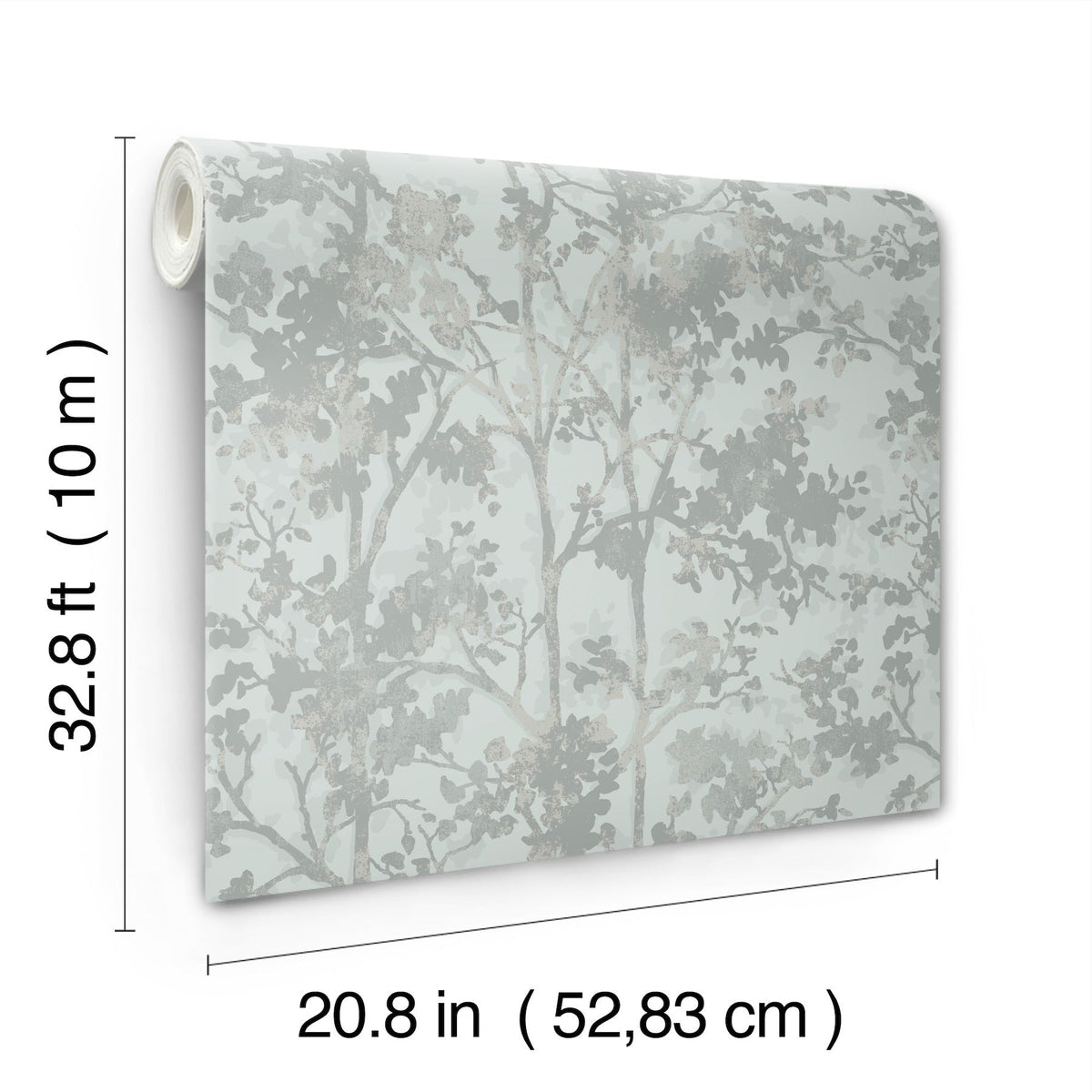 MD7142 Shimmering Foliage Spa & Silver Modern Metals Wallpaper by York Wallcoverings