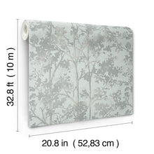 MD7142 Shimmering Foliage Spa & Silver Modern Metals Wallpaper by York Wallcoverings