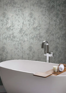 MD7142 Shimmering Foliage Spa & Silver Modern Metals Wallpaper by York Wallcoverings