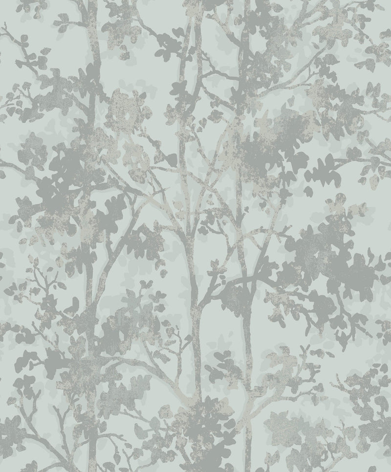 MD7142 Shimmering Foliage Spa & Silver Modern Metals Wallpaper by York Wallcoverings