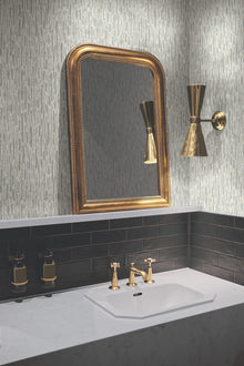 MD7151 Metallic Cascade Cream & Silver Modern Metals Wallpaper by York Wallcoverings