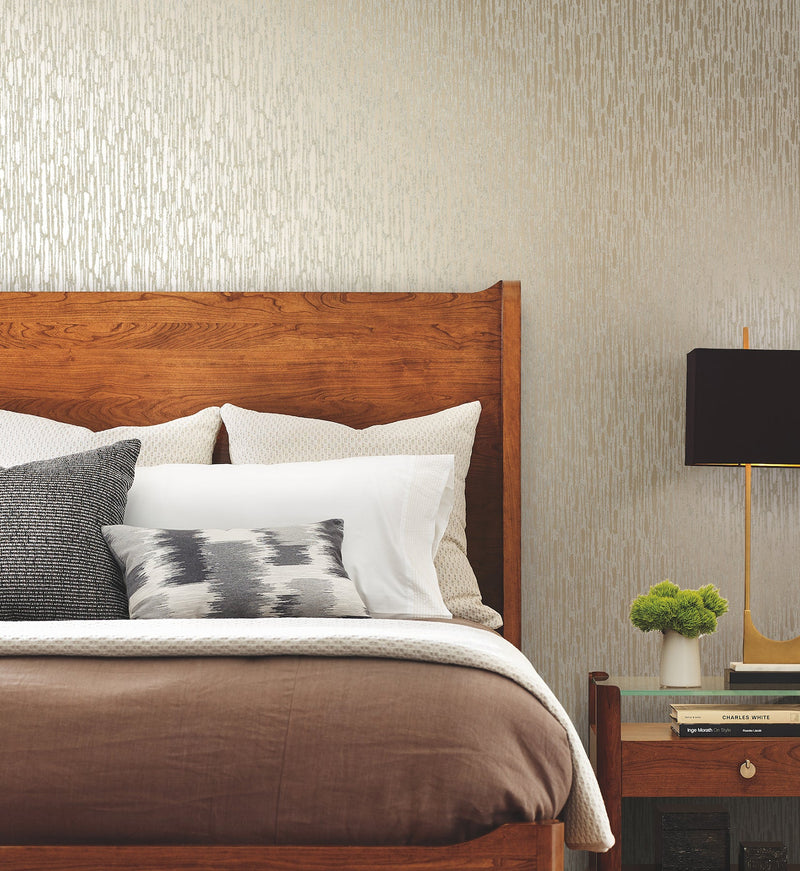 MD7152 Metallic Cascade Neutrals & Gold Modern Metals Wallpaper by York Wallcoverings