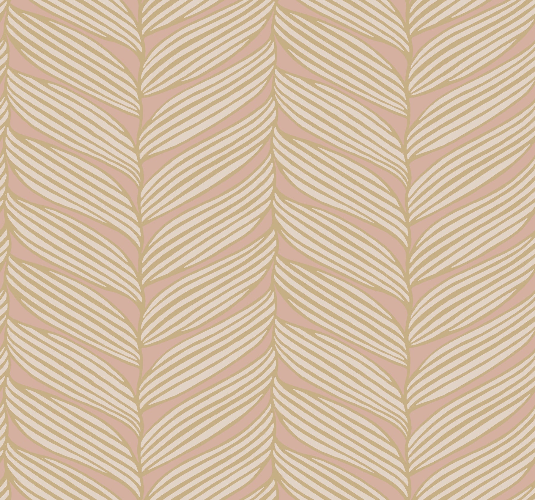 MD7161 Luminous Leaves Blush & Gold Modern Metals Wallpaper by York Wallcoverings