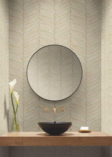 MD7162 Luminous Leaves Neutral & Gold Modern Metals Wallpaper by York Wallcoverings