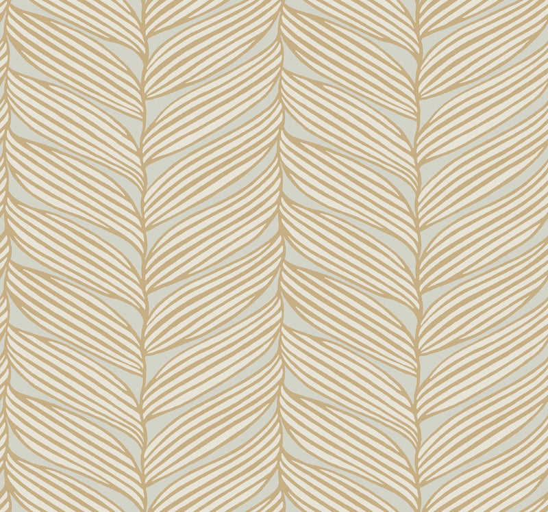 MD7162 Luminous Leaves Neutral & Gold Modern Metals Wallpaper by York Wallcoverings
