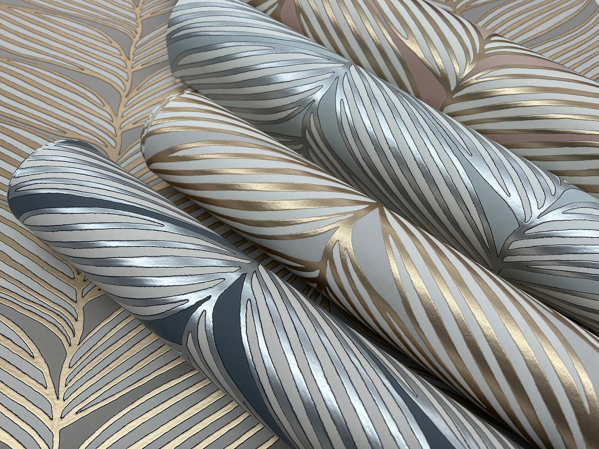 MD7163 Luminous Leaves Charcoal & Silver Modern Metals Wallpaper by York Wallcoverings