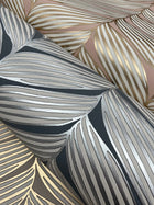 MD7163 Luminous Leaves Charcoal & Silver Modern Metals Wallpaper by York Wallcoverings