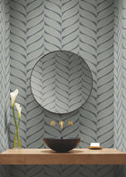 MD7163 Luminous Leaves Charcoal & Silver Modern Metals Wallpaper by York Wallcoverings
