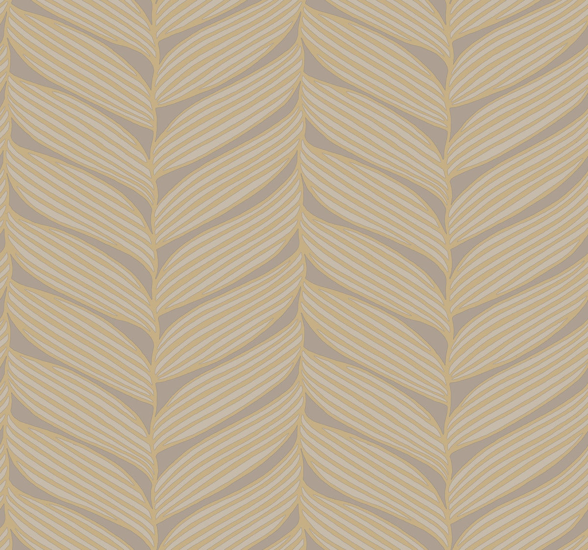 MD7164 Luminous Leaves Grey & Gold Modern Metals Wallpaper by York Wallcoverings