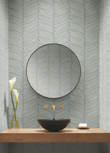 MD7165 Luminous Leaves Spa & Silver Modern Metals Wallpaper by York Wallcoverings