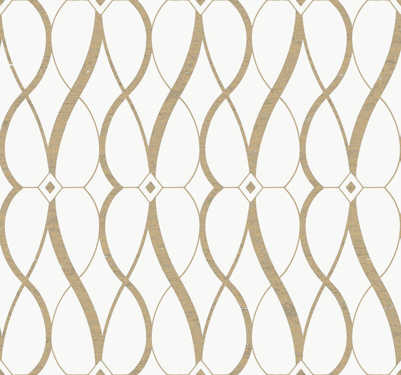 MD7171 Graceful Geo Cream & Gold Modern Metals Wallpaper by York Wallcoverings