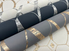 MD7171 Graceful Geo Cream & Gold Modern Metals Wallpaper by York Wallcoverings