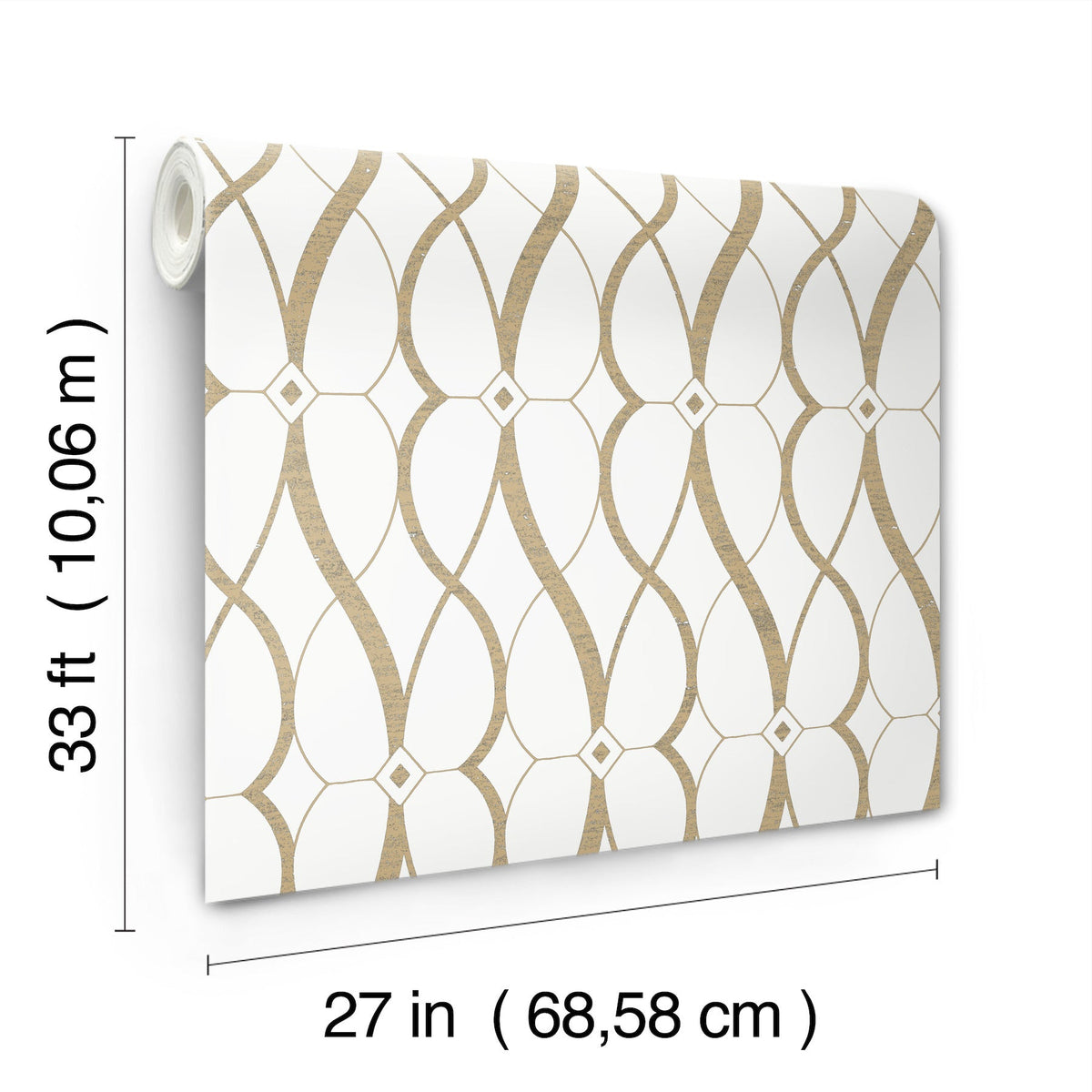 MD7171 Graceful Geo Cream & Gold Modern Metals Wallpaper by York Wallcoverings