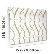 MD7171 Graceful Geo Cream & Gold Modern Metals Wallpaper by York Wallcoverings