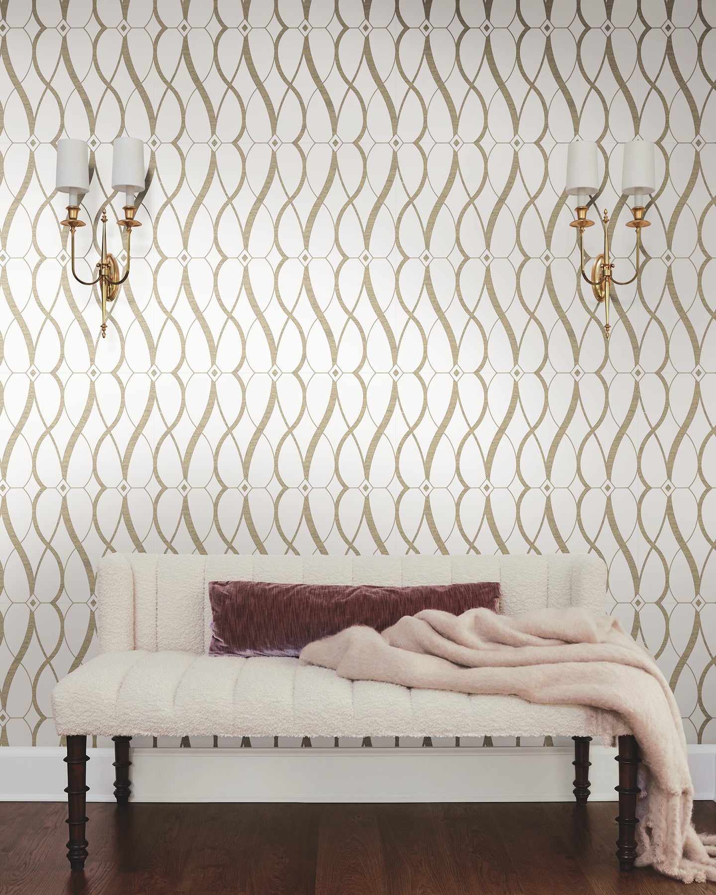 MD7171 Graceful Geo Cream & Gold Modern Metals Wallpaper by York Wallcoverings