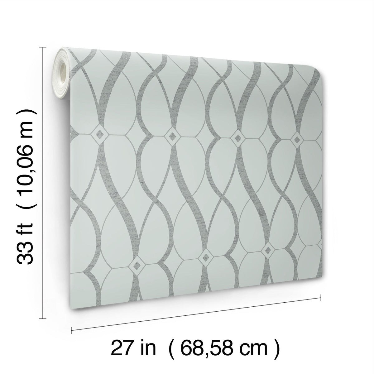 MD7172 Graceful Geo Spa & Silver Modern Metals Wallpaper by York Wallcoverings