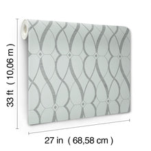 MD7172 Graceful Geo Spa & Silver Modern Metals Wallpaper by York Wallcoverings