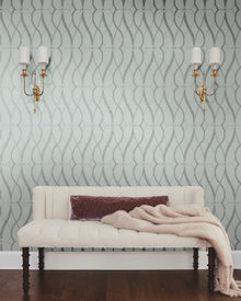 MD7172 Graceful Geo Spa & Silver Modern Metals Wallpaper by York Wallcoverings
