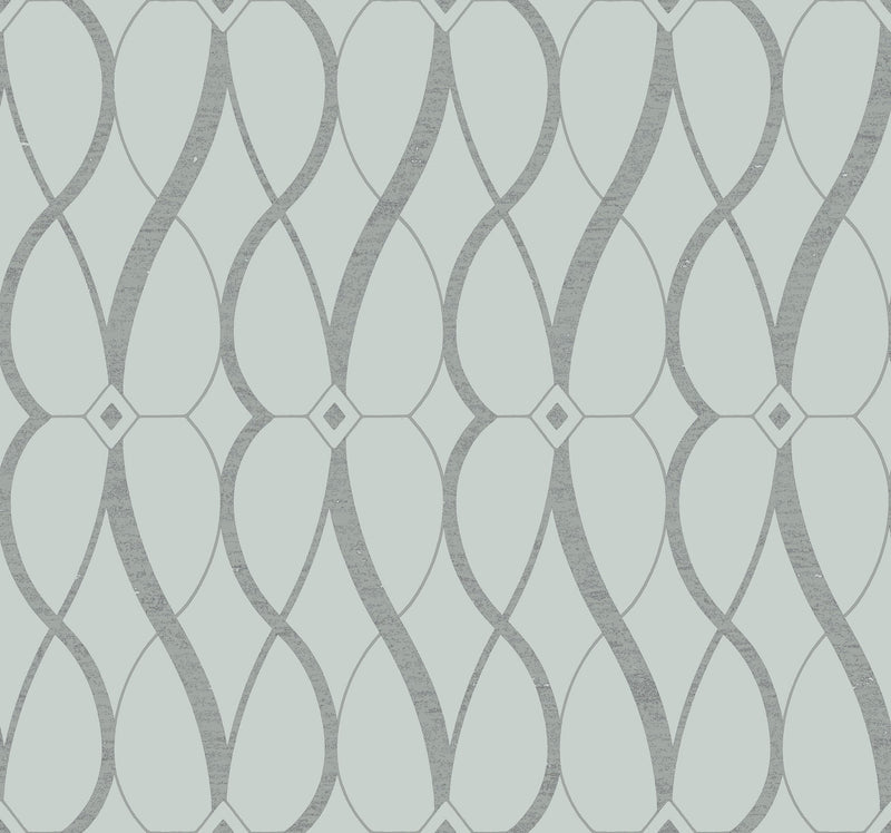 MD7172 Graceful Geo Spa & Silver Modern Metals Wallpaper by York Wallcoverings