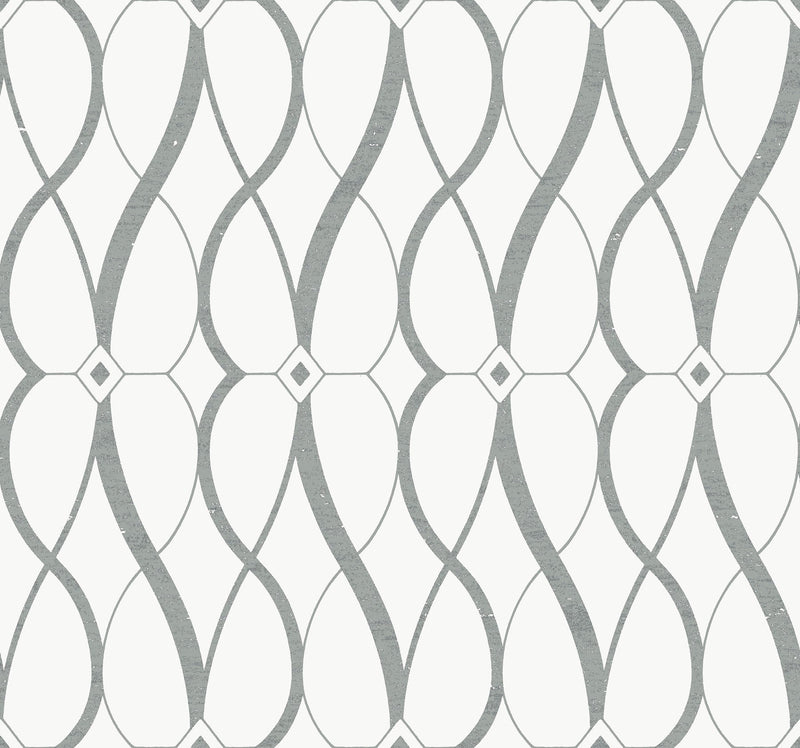 MD7173 Graceful Geo White & Silver Modern Metals Wallpaper by York Wallcoverings