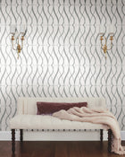 MD7173 Graceful Geo White & Silver Modern Metals Wallpaper by York Wallcoverings