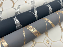 MD7174 Graceful Geo Navy & Silver Modern Metals Wallpaper by York Wallcoverings