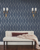 MD7174 Graceful Geo Navy & Silver Modern Metals Wallpaper by York Wallcoverings