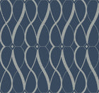 MD7174 Graceful Geo Navy & Silver Modern Metals Wallpaper by York Wallcoverings