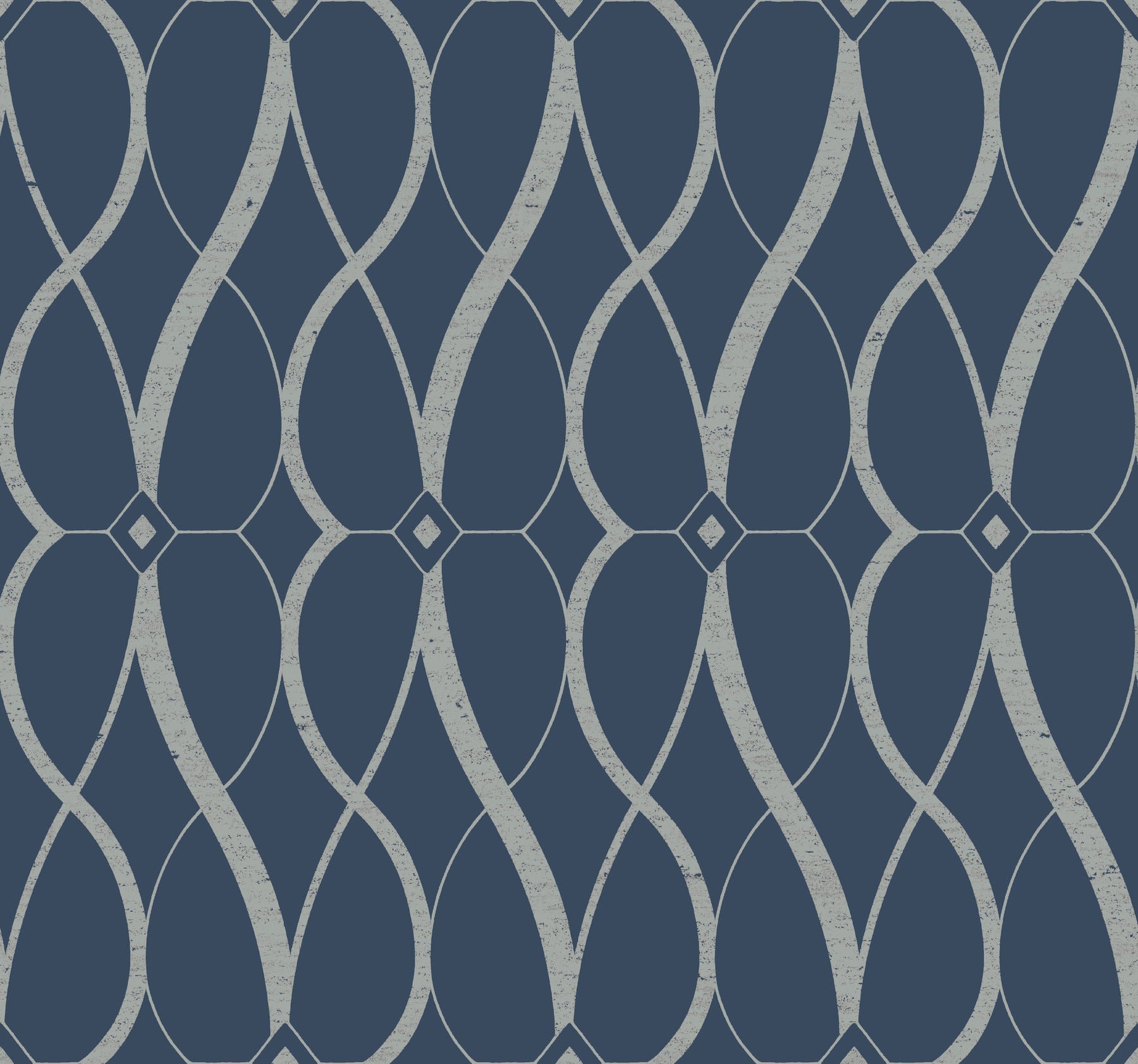 MD7174 Graceful Geo Navy & Silver Modern Metals Wallpaper by York Wallcoverings