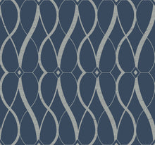 MD7174 Graceful Geo Navy & Silver Modern Metals Wallpaper by York Wallcoverings