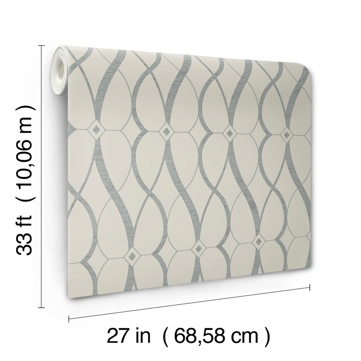 MD7175 Graceful Geo Beige & Silver Modern Metals Wallpaper by York Wallcoverings
