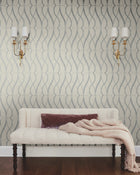 MD7175 Graceful Geo Beige & Silver Modern Metals Wallpaper by York Wallcoverings