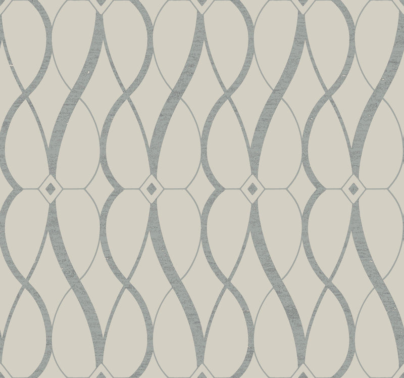 MD7175 Graceful Geo Beige & Silver Modern Metals Wallpaper by York Wallcoverings