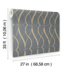 MD7176 Graceful Geo Smoke & Gold Modern Metals Wallpaper by York Wallcoverings