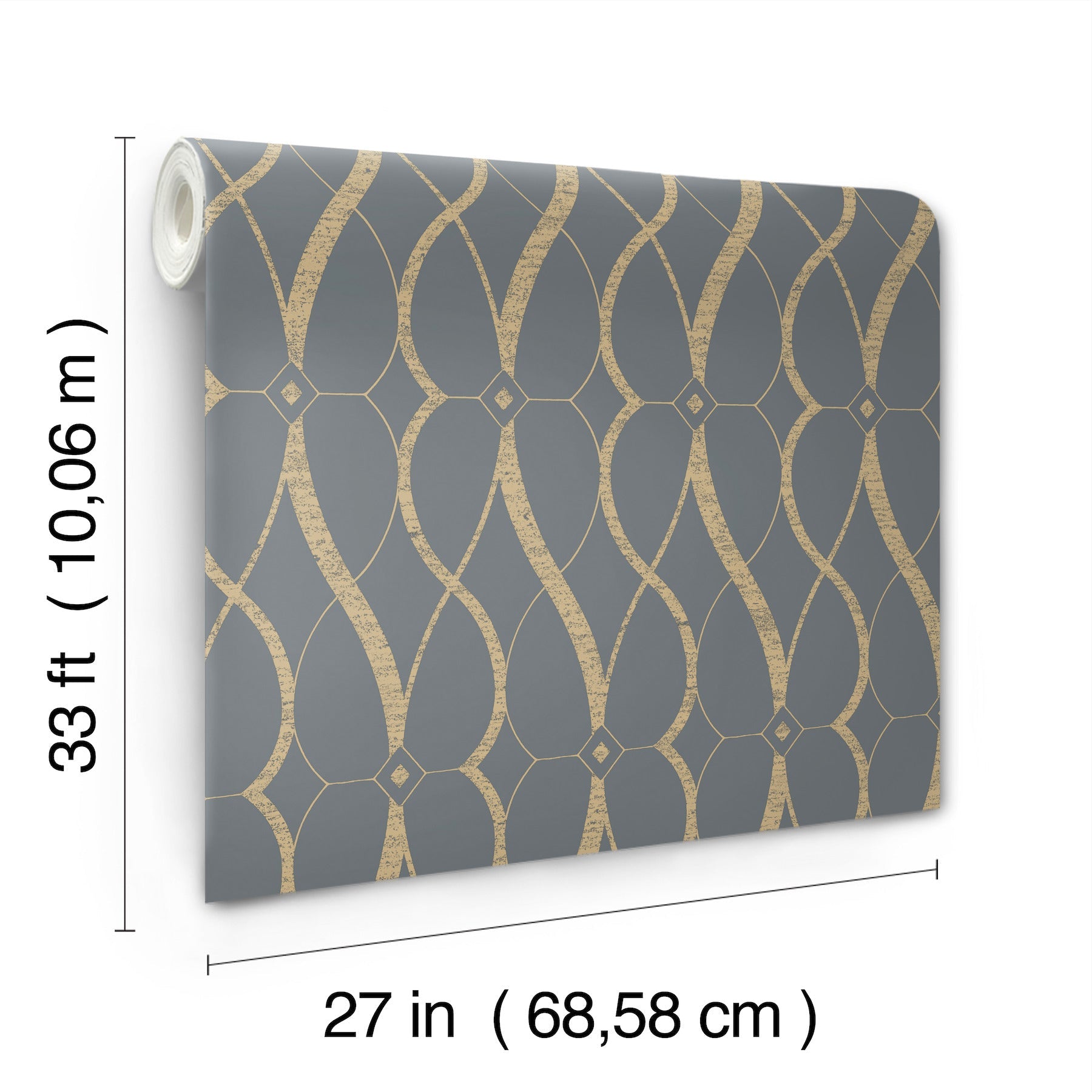 MD7176 Graceful Geo Smoke & Gold Modern Metals Wallpaper by York Wallcoverings