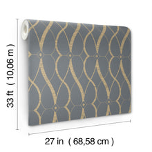 MD7176 Graceful Geo Smoke & Gold Modern Metals Wallpaper by York Wallcoverings