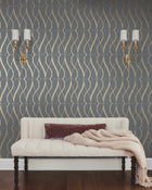 MD7176 Graceful Geo Smoke & Gold Modern Metals Wallpaper by York Wallcoverings