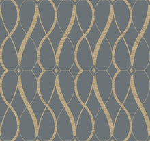 MD7176 Graceful Geo Smoke & Gold Modern Metals Wallpaper by York Wallcoverings