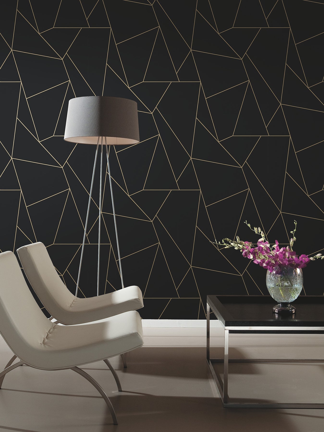 MD7181 Nazca Black & Gold Modern Metals Wallpaper by York Wallcoverings