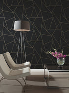MD7181 Nazca Black & Gold Modern Metals Wallpaper by York Wallcoverings