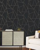 MD7181 Nazca Black & Gold Modern Metals Wallpaper by York Wallcoverings